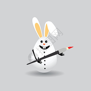 刷毛复活节卡通插图兔子白色假期刷子微笑耳朵艺术卡通片创造力卡片设计图片