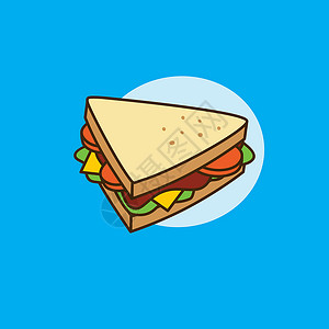 涉地可支早餐卡通主题 vecto 的美味美味三明治蔬菜午餐美食饮食种子食物汉堡包子营养脂肪设计图片