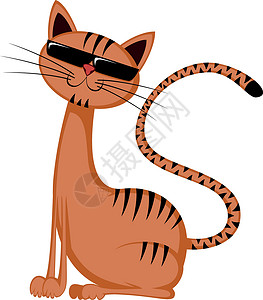 甘达基区可爱猫鼻子爪子太阳镜老虎吉祥物艺术毛皮卡通片哺乳动物男生设计图片