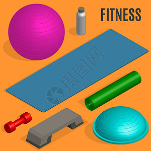 体操垫用于健身 矢量插图的简单设计要素锻炼者体操活动力量运动网络平台杂技月亮健身房设计图片