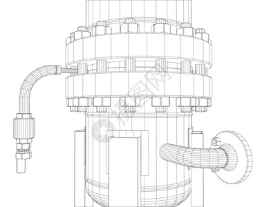 工业制图线框工业设备3d插图对象配件管道草图植物部分工程蓝图设计图片