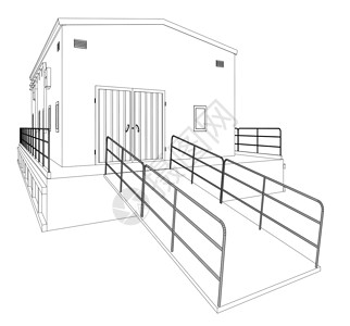 线框工业建筑房子建筑师办公室入口贮存住房建造码头生意车库图片