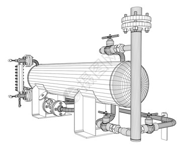 管道图线框工业设备植物设施管道压力对象工厂机械绘画3d力量设计图片