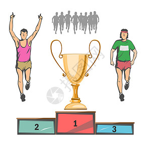 马拉松奖牌至於精神和身体的强健者 将受报酬赛跑者经理男人运动员姿势冠军商务头发速度男生设计图片