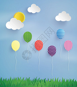 人工影响天气五颜六色的气球在人工智能中飞得很高设计图片