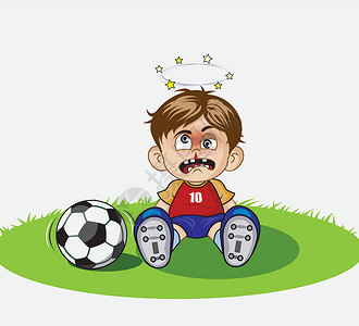 卡通踢足球少年卡通男孩踢足球的插图设计图片