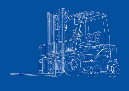 可见的叉车概念 韦克托送货插图仓库草图载体绘画机器货运运输汽车设计图片