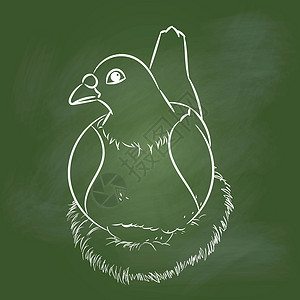 鸽子装饰素材手绘鸽子在绿板上-它制作图案矢量设计图片