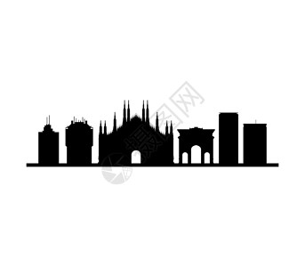米兰天际线建筑艺术旅行插图大教堂地标白色景观旅游商业背景图片