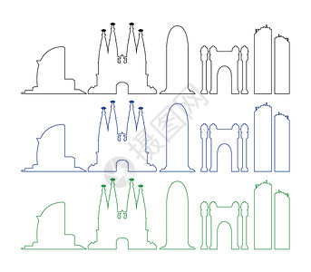 巴塞罗那天际旅行摩天大楼建筑学景观历史性插图建筑标识城市假期背景图片