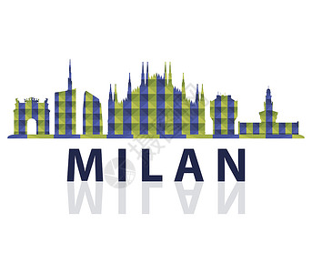 意大利标志米兰天际线黑色摩天大楼大教堂地标教会插图艺术横幅景观旅行设计图片