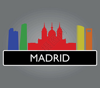西班牙马德里疯狂的天线插图博物馆建筑学首都白色天际商业艺术地标旅游设计图片