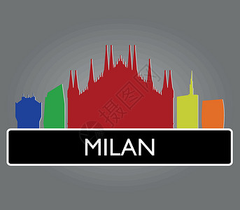 米兰西点米兰天际线景观假期教会城市建筑旅行全景摩天大楼大教堂艺术设计图片