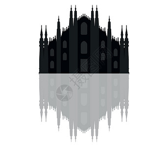 意大利米兰大教堂米兰大教堂日落旅游插图建筑学建筑教会天际白色黑色天空设计图片