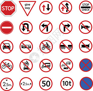 禁止停车标志交通禁止标志运输过境公共汽车安全禁令停车摩托车驾驶宽度插图设计图片