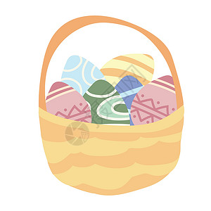 篮子背景白上孤立的东方卵篮插图设计图片