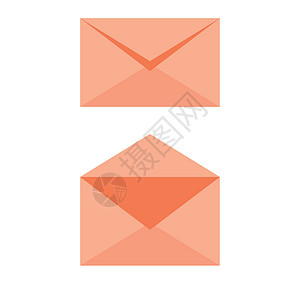 圣诞节邮件模板邮件信封软橙色图标-打开特写 电子邮件发送概念 vecto设计图片