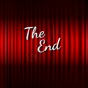 百老汇舞台红色舞台幕幕 以结束的文字设计图片