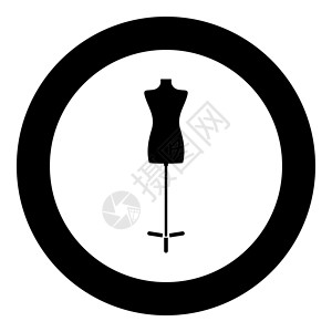 呃时尚站女性躯干模特图标黑色圈设计图片