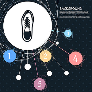 步行鞋低跟鞋图标与背景点和信息图表样式 韦克托设计图片