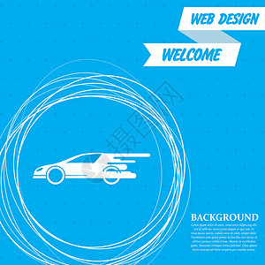 新拉尔斯克蓝色背景上的超级汽车图标 周围有抽象圆圈 并为您的文本放置 韦克托维修发动机机器卡通片驾驶玩具服务奢华收藏陈列室设计图片