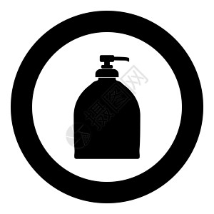 一瓶液体肥皂图标黑色圆圈设计图片