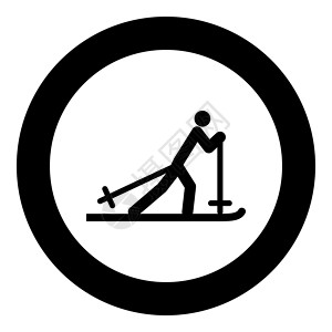 滑雪图标滑雪者黑色圆圈图标设计图片