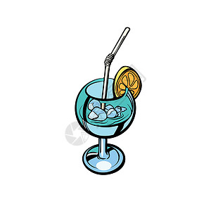 鸡尾酒杯子一杯加冰和 lemo 的鸡尾酒设计图片