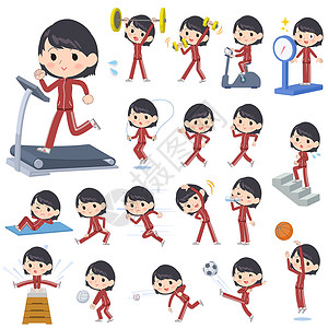 跳箱学校女孩红色球衣运动锻炼设计图片