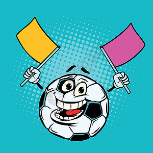 话多表情有旗帜的扇子 足球足球 有趣的性格设计图片