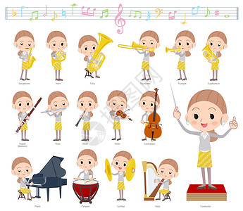 女孩拉大提琴后结发黄穿女经典款设计图片