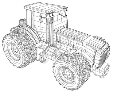 老拖拉机孤立在白色背景上的矢量轮式拖拉机 侧面图 跟踪 3d 的插图  EPS 10 矢量格式技术粮食农业机械车轮村庄机器农场卡车建造设计图片