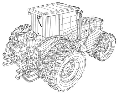 老拖拉机孤立在白色背景上的矢量轮式拖拉机 侧面图 跟踪 3d 的插图  EPS 10 矢量格式农业车辆车轮收成粮食技术机器建造收获卡车设计图片