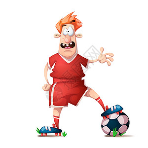 卡通踢足球少年有趣的 可爱的卡通足球运动员设计图片