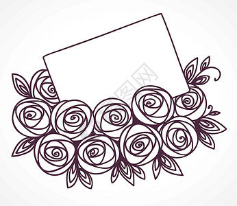玫瑰图标玫瑰花束与留言车框架邀请函花束婚礼婚姻礼物玫瑰假期明信片展示设计图片