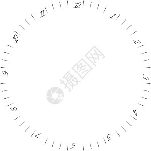 钟面 带数字的小时刻度盘 破折号标记分钟和小时 简单的平面矢量图倒数跑步时间绘画盘子发条白色黑色手表柜台设计图片