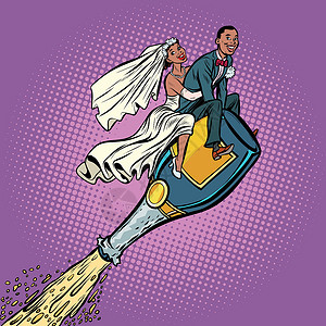 婚礼上的冰雕新娘和新郎的婚礼 非裔美国人夫妇 在 ab 上飞行设计图片