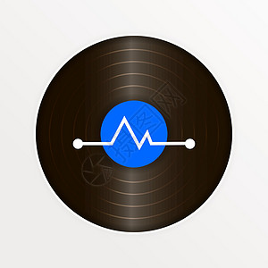 唱片图标乙烯基向量 您网站的标志留声机唱片旋律标签记录派对打碟机圆圈转盘歌曲设计图片