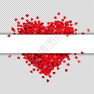 地堡瓦伦丁红色的心隔离与横幅透明背景设计图片