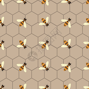 蜂蜜的质地与蜜蜂的无缝几何图案 现代抽象蜂蜜设计设计图片