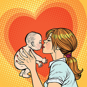 婴儿鼻子妈妈亲吻女婴妈妈设计图片