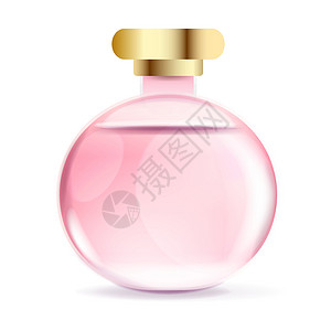 羊角包法国古董香水 浪漫的花艺设计 粉红色的背景 孤立的矢量设计 矢量插图设计图片
