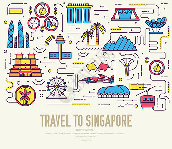 新加坡樟宜国际机场国家新加坡旅游度假指南的好去处和特色 一套建筑时尚人物项目自然背景概念 图表传统民族线图标设计传单历史寺庙信息树木城市运动码头文设计图片