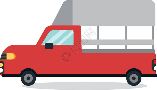 蒋小涵平面泰国迷你红色卡车卡通设计最小与白色背景矢量 红色卡车平面设计 Tha设计图片
