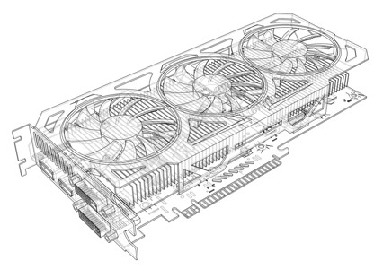 卡韦洛Gpu 卡大纲 韦克托电路芯片设备技术插图木板蓝图机器连接器显卡设计图片