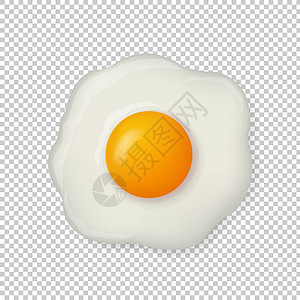油炸的泡面特写透明背景上孤立的煎蛋设计图片