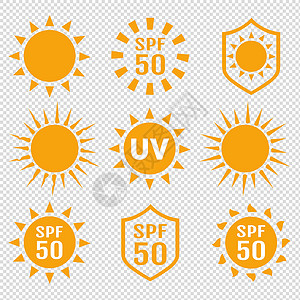 防晒指数PF50一套防晒紫外线指数透明背景设计图片