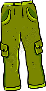 黄色裤子绿男子裤 插图 白背景的矢量设计图片
