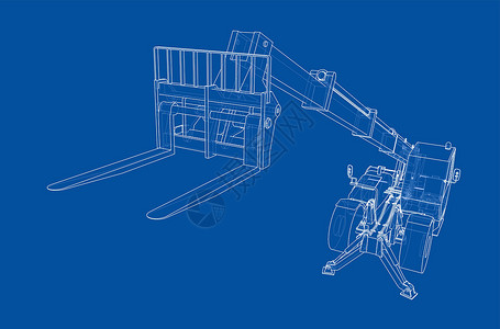 iphonex线框图叉车概念  3 的矢量渲染船运货物插图草稿运输工业贮存绘画商品工厂设计图片
