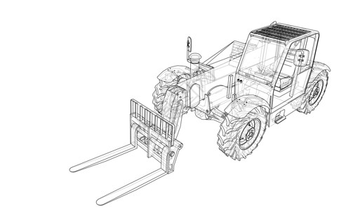 叉车矢量叉车概念  3 的矢量渲染载体仓库货运草图工业建造汽车后勤草稿商品设计图片